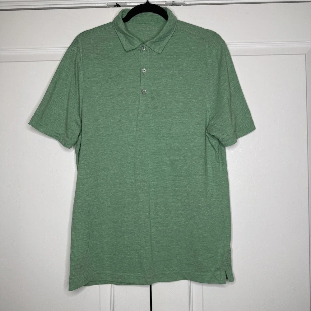 Banana Republic Polo Shirt Mens Large Green Vintage Short Sleeve Jersey Knit